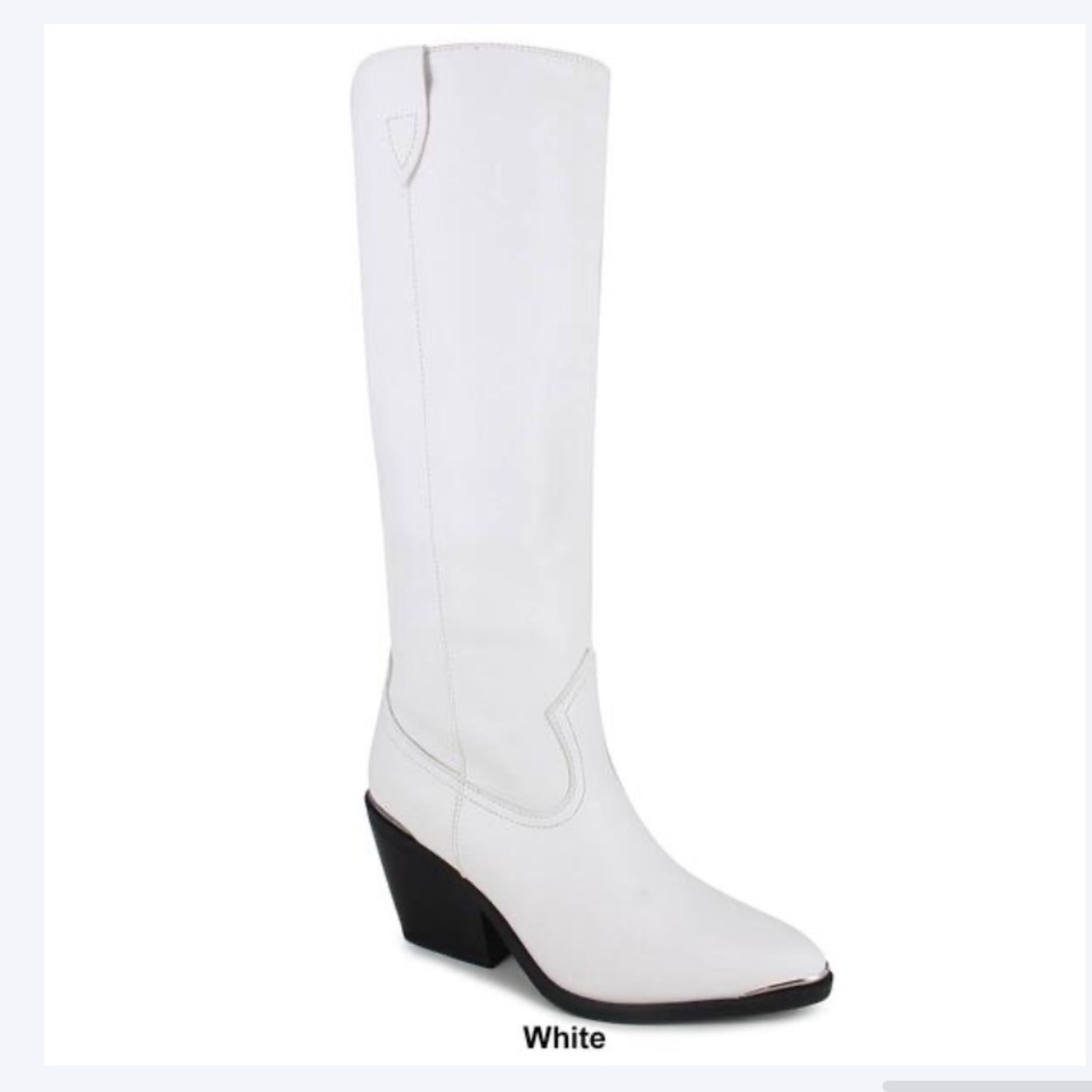 XOXO- Ella Tall Western Boot- White, Size 7, New With Box